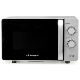 Orbegozo MIG 2072 CE Microondas sin Plato (Flatbed) con Función Grill, 20 Litros de Capacidad, 700W Microondas y 800W Grill, 5 Niveles, Interior Cerámico, Color Gris